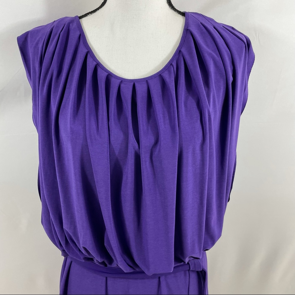 Alex Alea by Kormarov Womens Blouson Dress Purple Stretch Sleeveless Petites PM - Picture 2 of 12